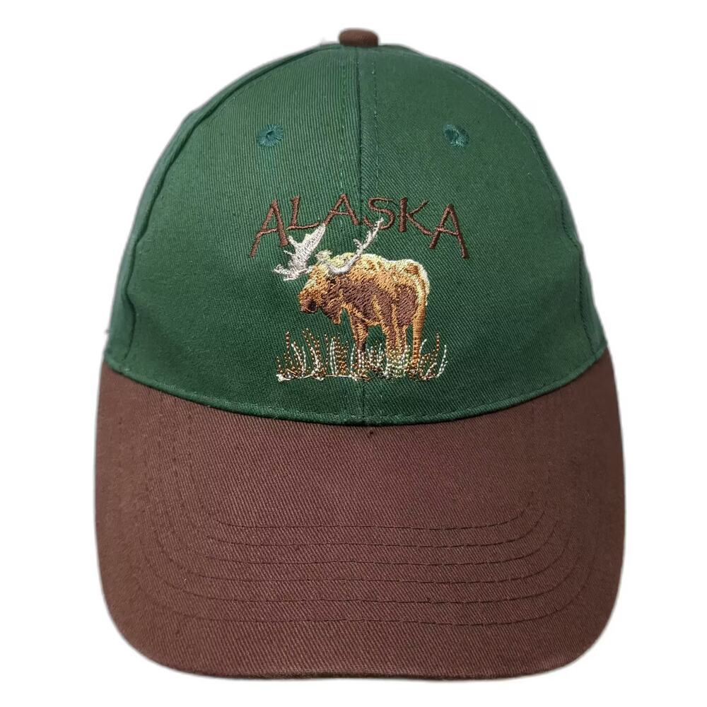 Arctic Circle Alaska Moose Green Brown Baseball Cap Hat OS Adjustable Strap